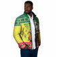Senegal Christmas Padded Jacket Black Santa Playing Djembe Drum