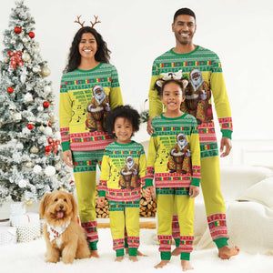 Afro Chirstmas in Senegal Christmas Pajama Set Black Santa Playing Djembe Drum - African Pride