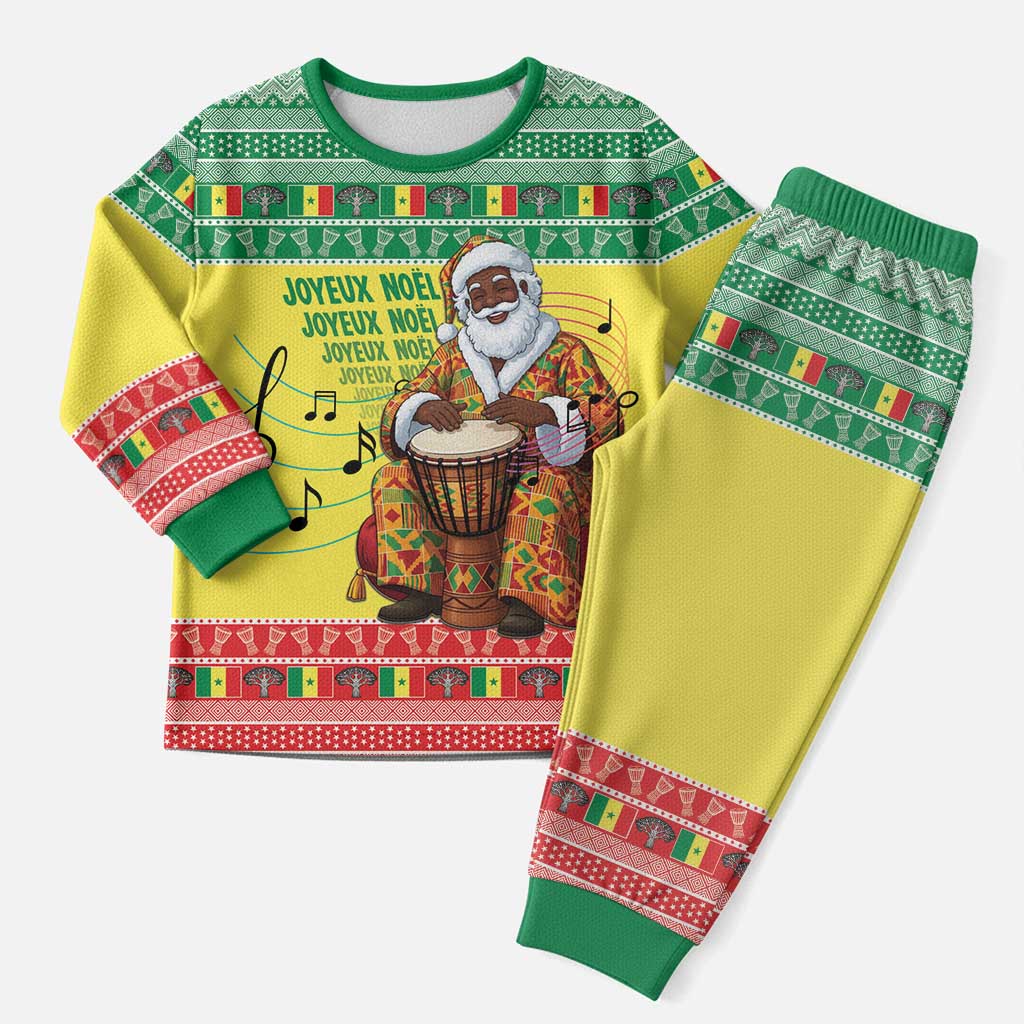 Afro Chirstmas in Senegal Christmas Pajama Set Black Santa Playing Djembe Drum - African Pride