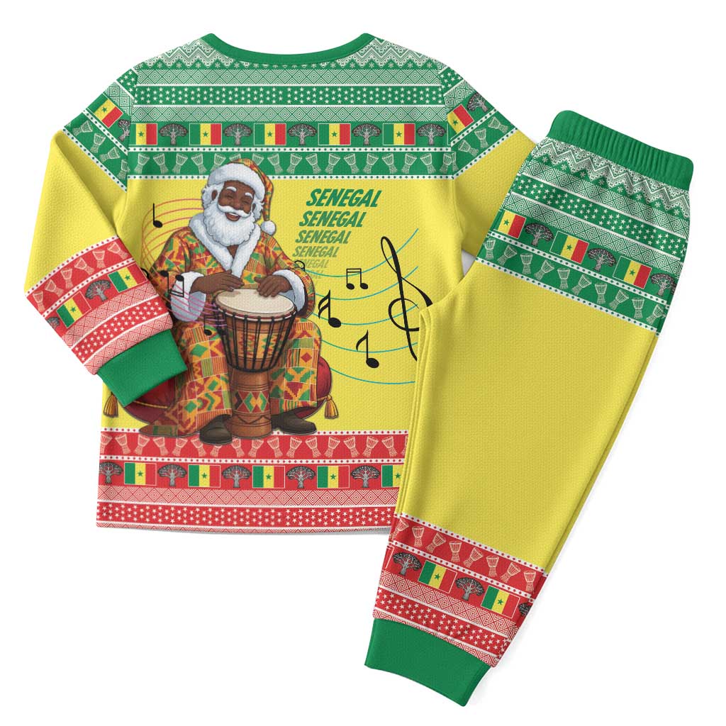 Afro Chirstmas in Senegal Christmas Pajama Set Black Santa Playing Djembe Drum - African Pride