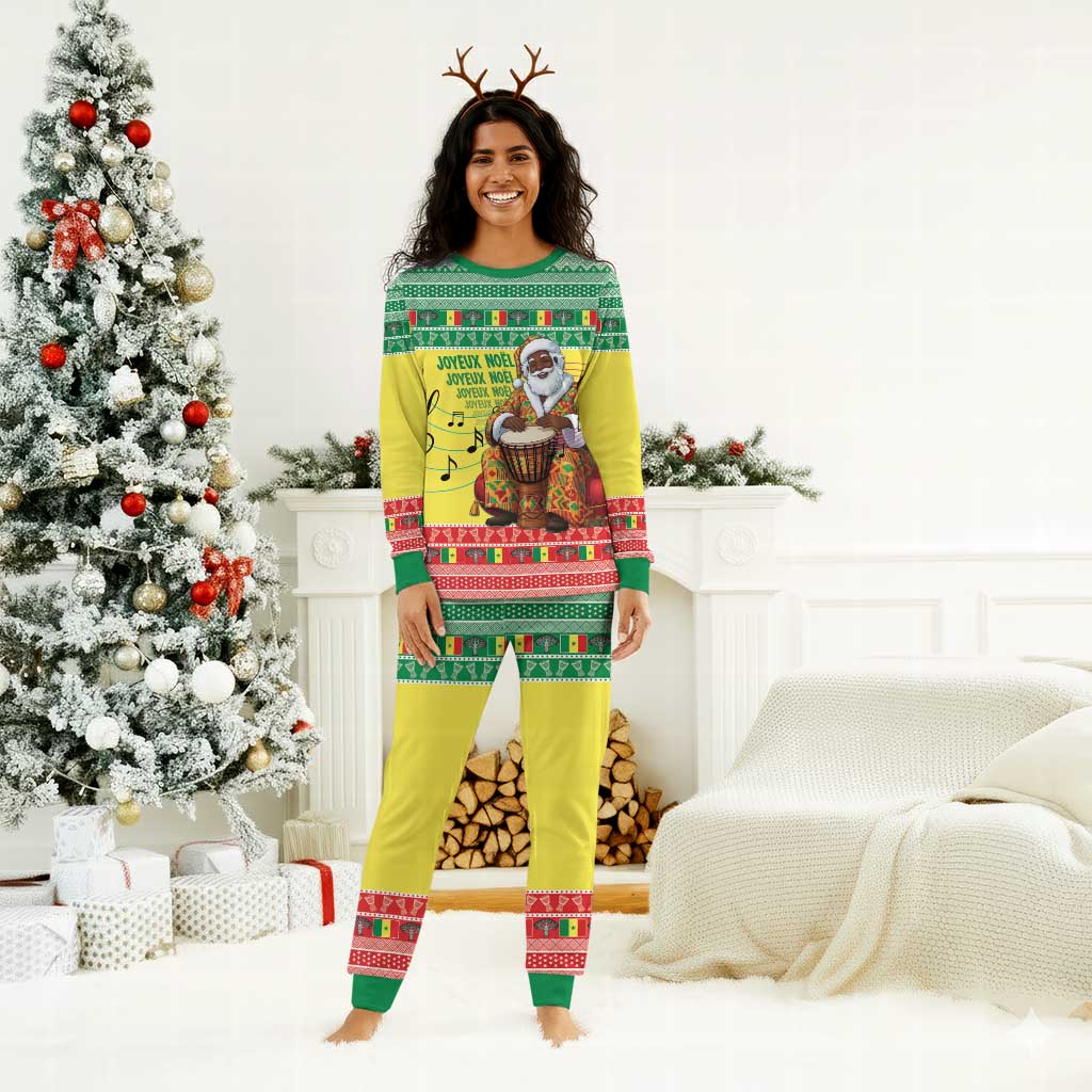 Afro Chirstmas in Senegal Christmas Pajama Set Black Santa Playing Djembe Drum - African Pride
