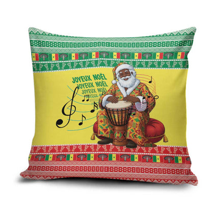 Senegal Christmas Pillow Cover Black Santa Playing Djembe Drum