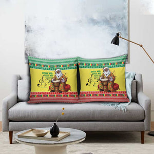 Senegal Christmas Pillow Cover Black Santa Playing Djembe Drum