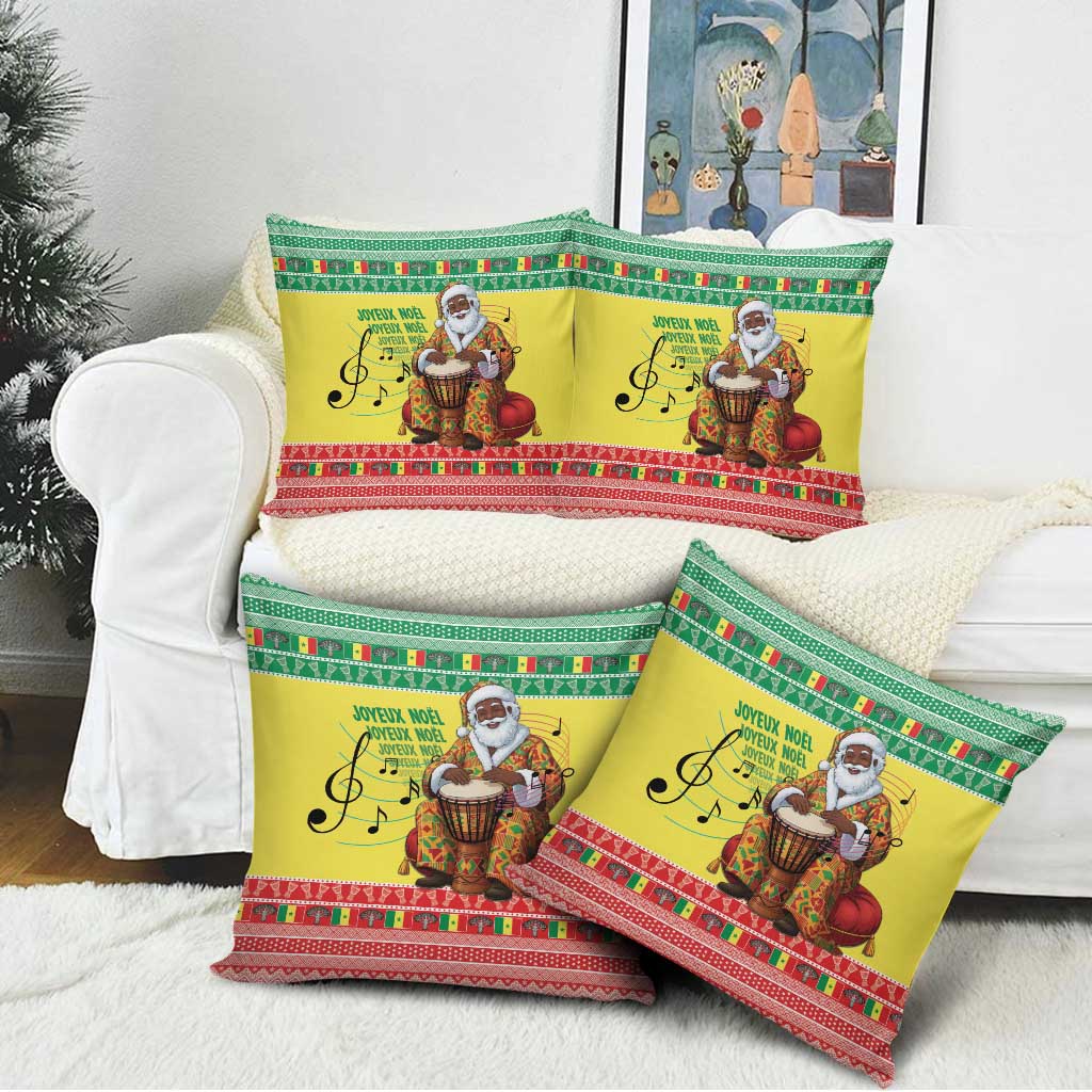 Senegal Christmas Pillow Cover Black Santa Playing Djembe Drum