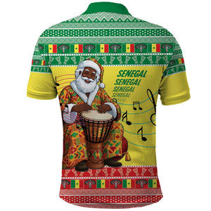 Afro Chirstmas in Senegal Polo Shirt Black Santa Playing Djembe Drum - African Pride