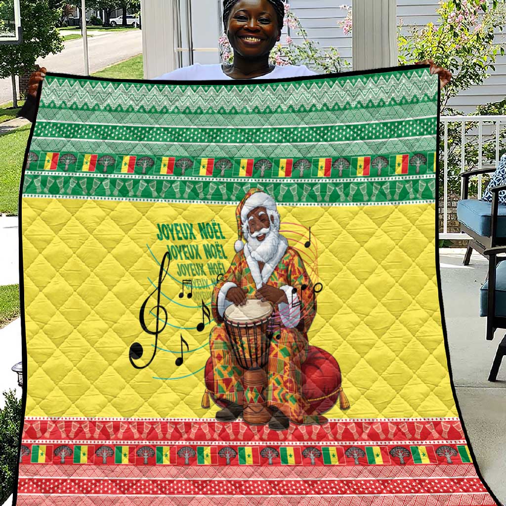 Afro Chirstmas in Senegal Quilt Black Santa Playing Djembe Drum - African Pride