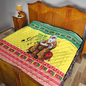 Afro Chirstmas in Senegal Quilt Black Santa Playing Djembe Drum - African Pride