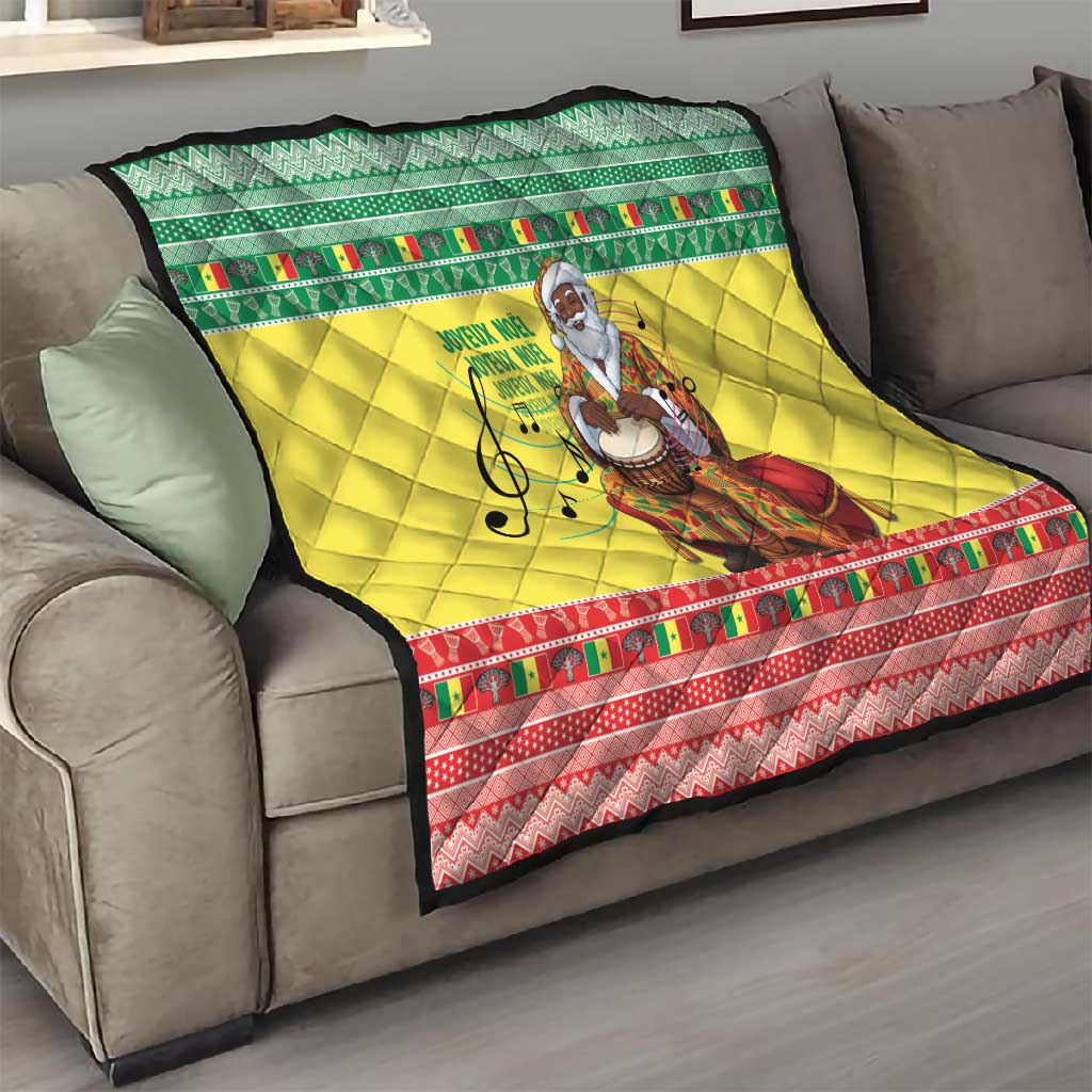 Afro Chirstmas in Senegal Quilt Black Santa Playing Djembe Drum - African Pride