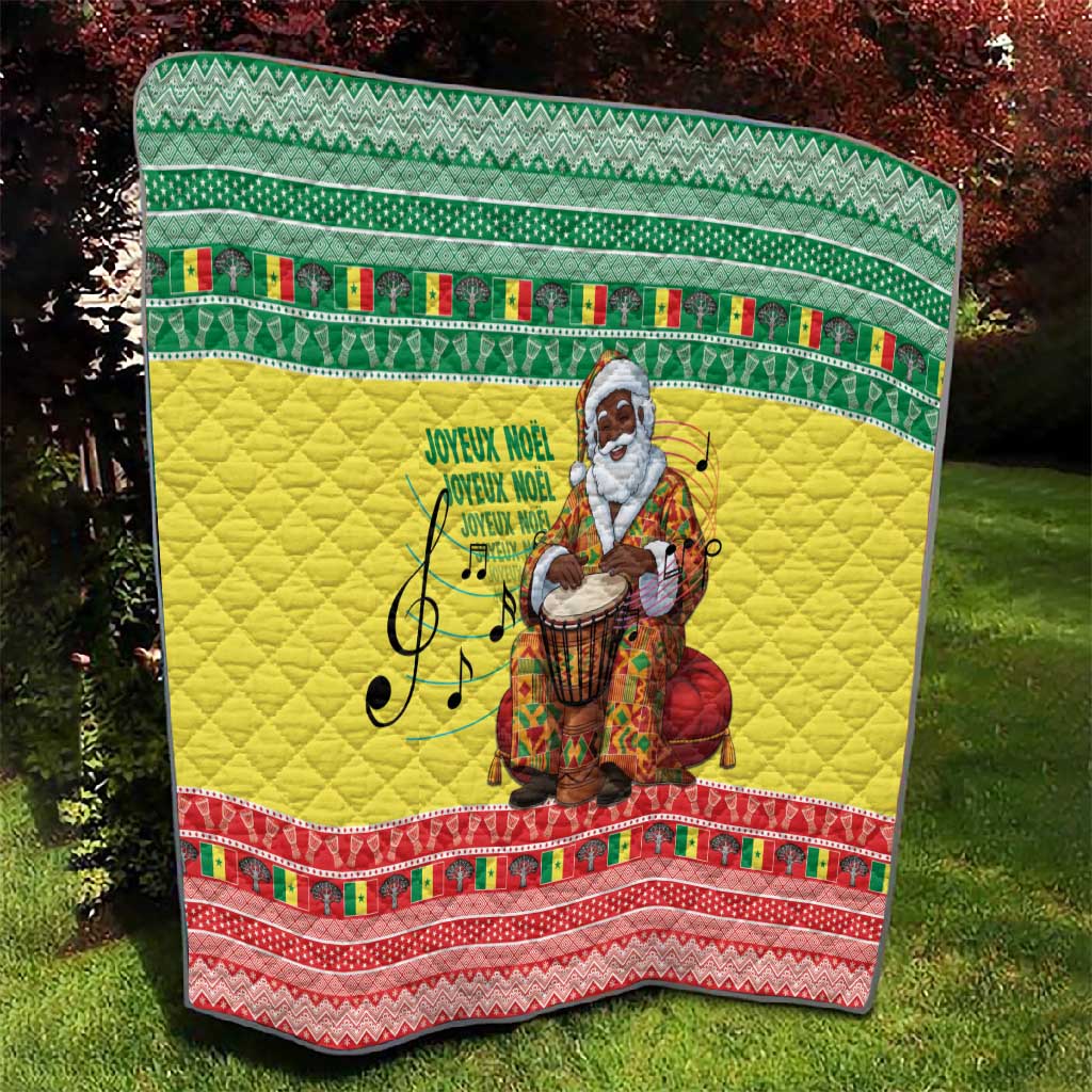 Afro Chirstmas in Senegal Quilt Black Santa Playing Djembe Drum - African Pride