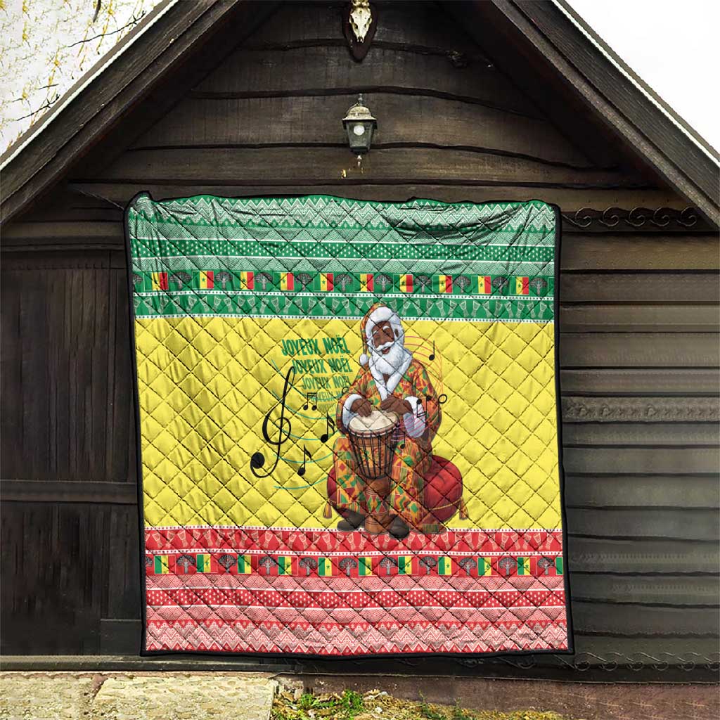 Afro Chirstmas in Senegal Quilt Black Santa Playing Djembe Drum - African Pride