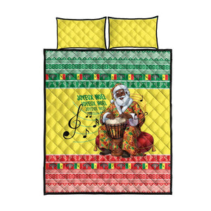 Afro Chirstmas in Senegal Quilt Bed Set Black Santa Playing Djembe Drum - African Pride