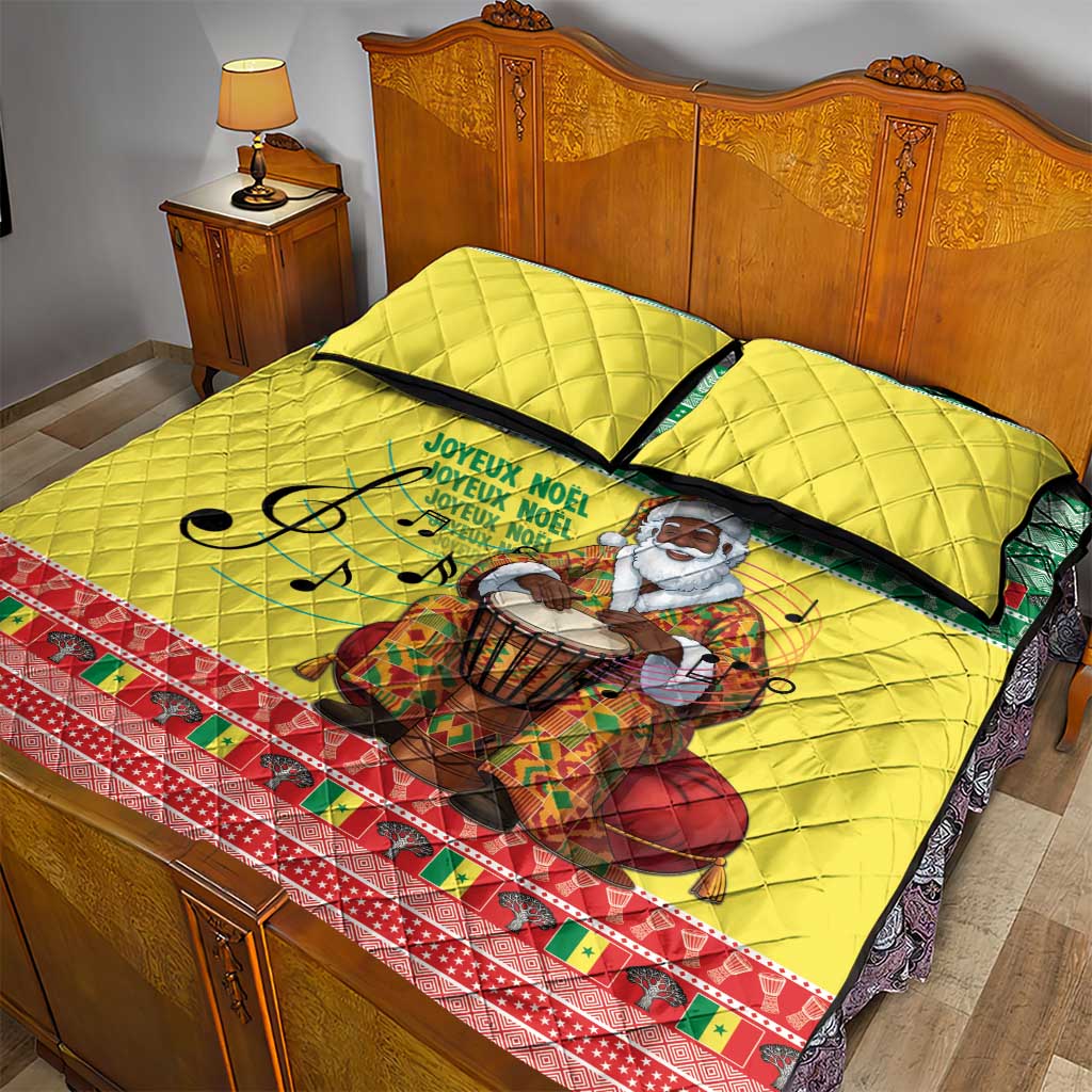 Afro Chirstmas in Senegal Quilt Bed Set Black Santa Playing Djembe Drum - African Pride