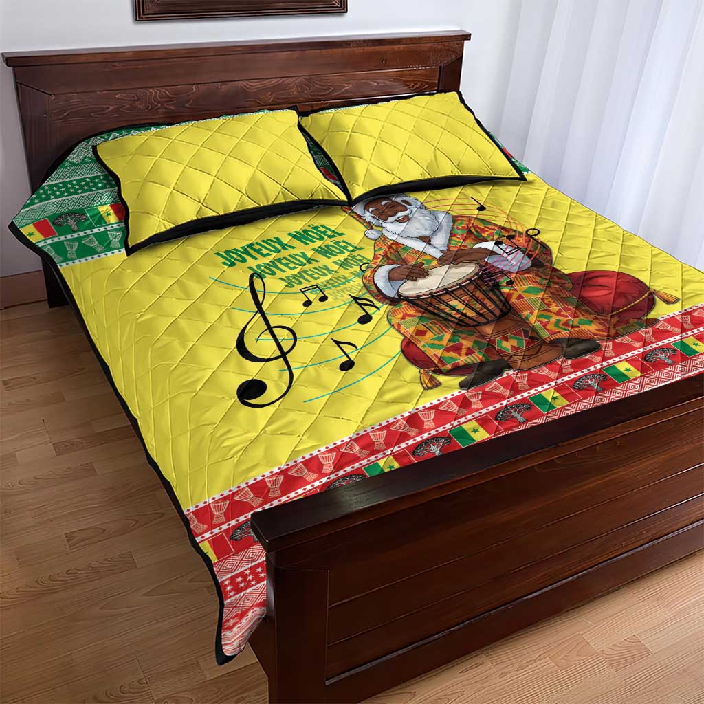 Afro Chirstmas in Senegal Quilt Bed Set Black Santa Playing Djembe Drum - African Pride