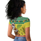 Afro Chirstmas in Senegal Raglan Cropped T shirt Black Santa Playing Djembe Drum - African Pride