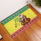 Afro Chirstmas in Senegal Rubber Doormat Black Santa Playing Djembe Drum - African Pride