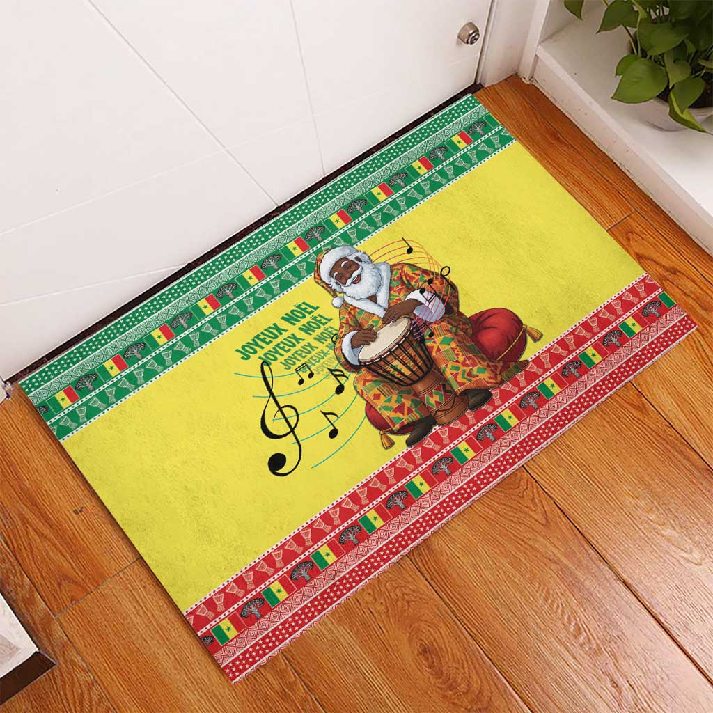 Afro Chirstmas in Senegal Rubber Doormat Black Santa Playing Djembe Drum - African Pride