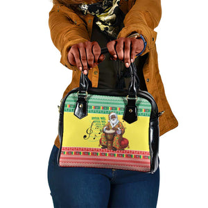 Afro Chirstmas in Senegal Shoulder Handbag Black Santa Playing Djembe Drum - African Pride