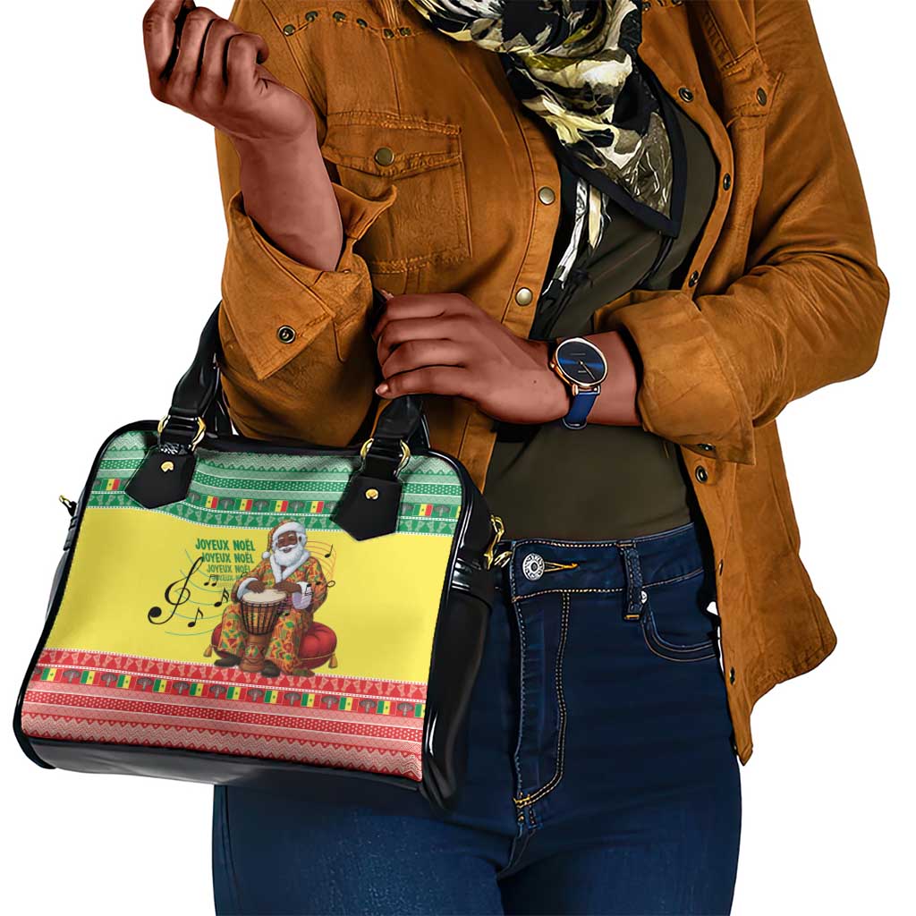 Afro Chirstmas in Senegal Shoulder Handbag Black Santa Playing Djembe Drum - African Pride