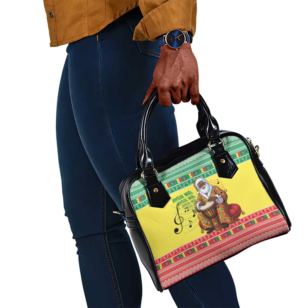 Afro Chirstmas in Senegal Shoulder Handbag Black Santa Playing Djembe Drum - African Pride