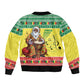 Afro Chirstmas in Senegal Sleeve Zip Bomber Jacket Black Santa Playing Djembe Drum - African Pride