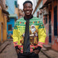 Afro Chirstmas in Senegal Sleeve Zip Bomber Jacket Black Santa Playing Djembe Drum - African Pride