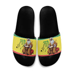 Senegal Christmas Slide Sandals Black Santa Playing Djembe Drum
