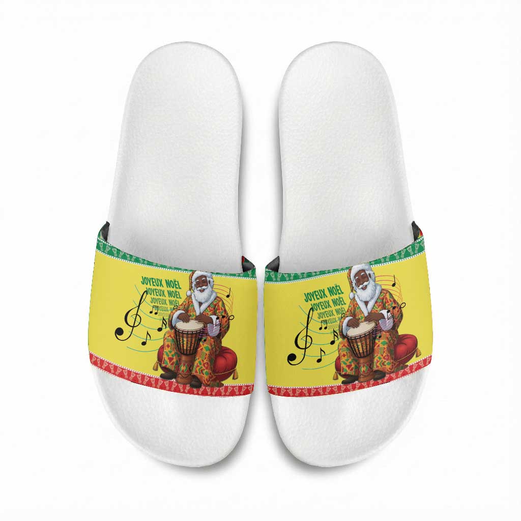 Senegal Christmas Slide Sandals Black Santa Playing Djembe Drum
