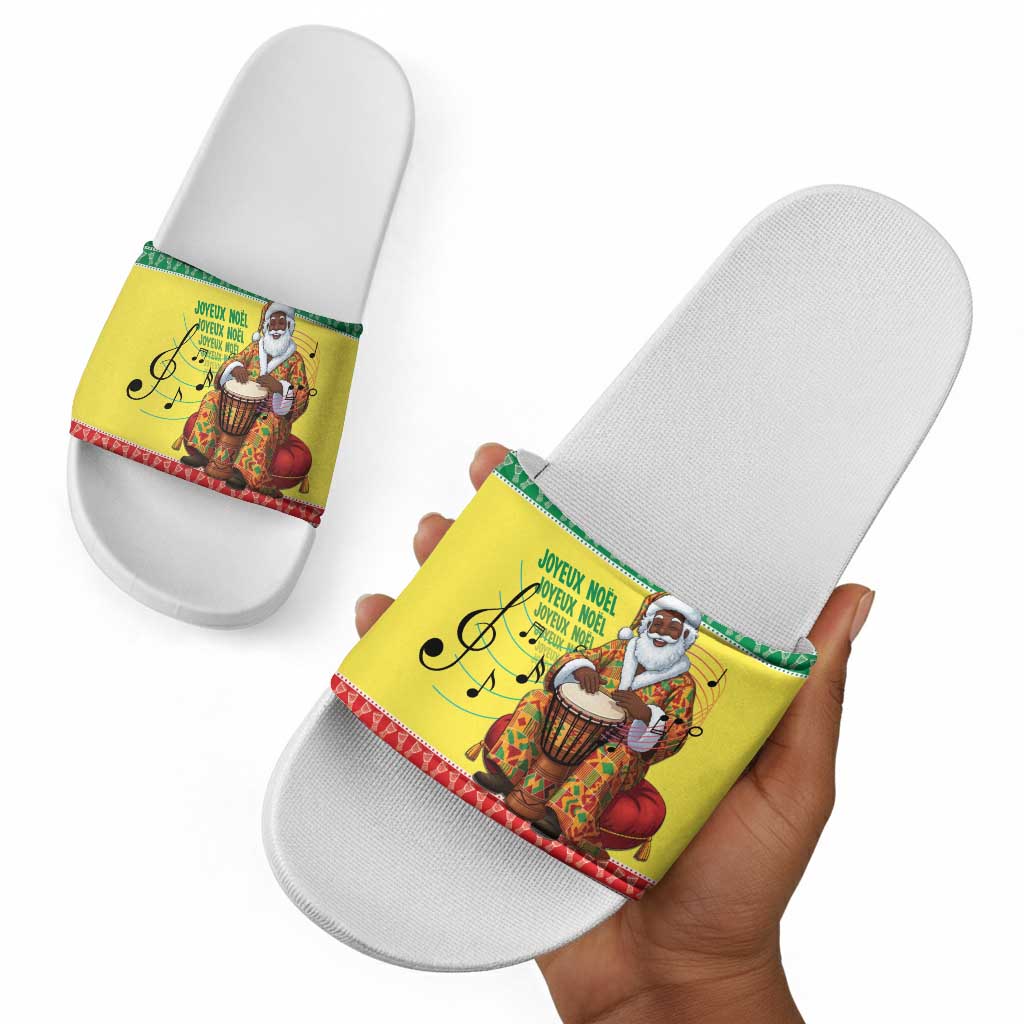 Senegal Christmas Slide Sandals Black Santa Playing Djembe Drum