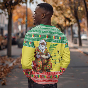 Afro Chirstmas in Senegal Sweatshirt Black Santa Playing Djembe Drum - African Pride