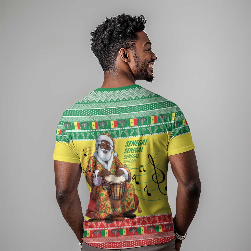 Afro Chirstmas in Senegal T shirt Black Santa Playing Djembe Drum - African Pride