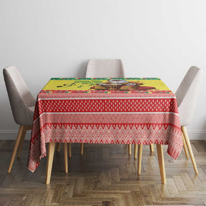 Afro Chirstmas in Senegal Tablecloth Black Santa Playing Djembe Drum - African Pride
