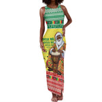 Afro Chirstmas in Senegal Tank Maxi Dress Black Santa Playing Djembe Drum - African Pride