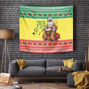 Afro Chirstmas in Senegal Tapestry Black Santa Playing Djembe Drum - African Pride
