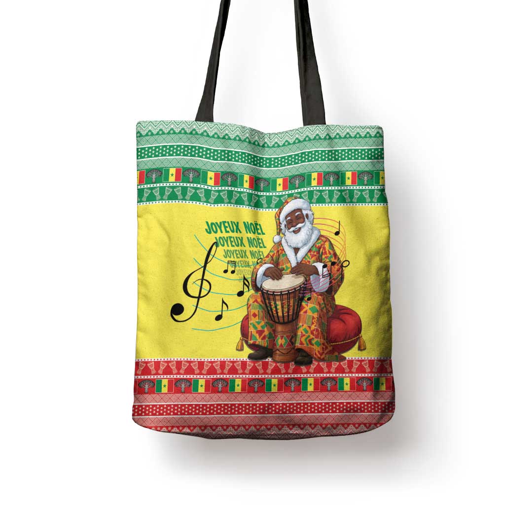 Senegal Christmas Tote Bag Black Santa Playing Djembe Drum