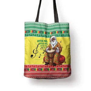Senegal Christmas Tote Bag Black Santa Playing Djembe Drum