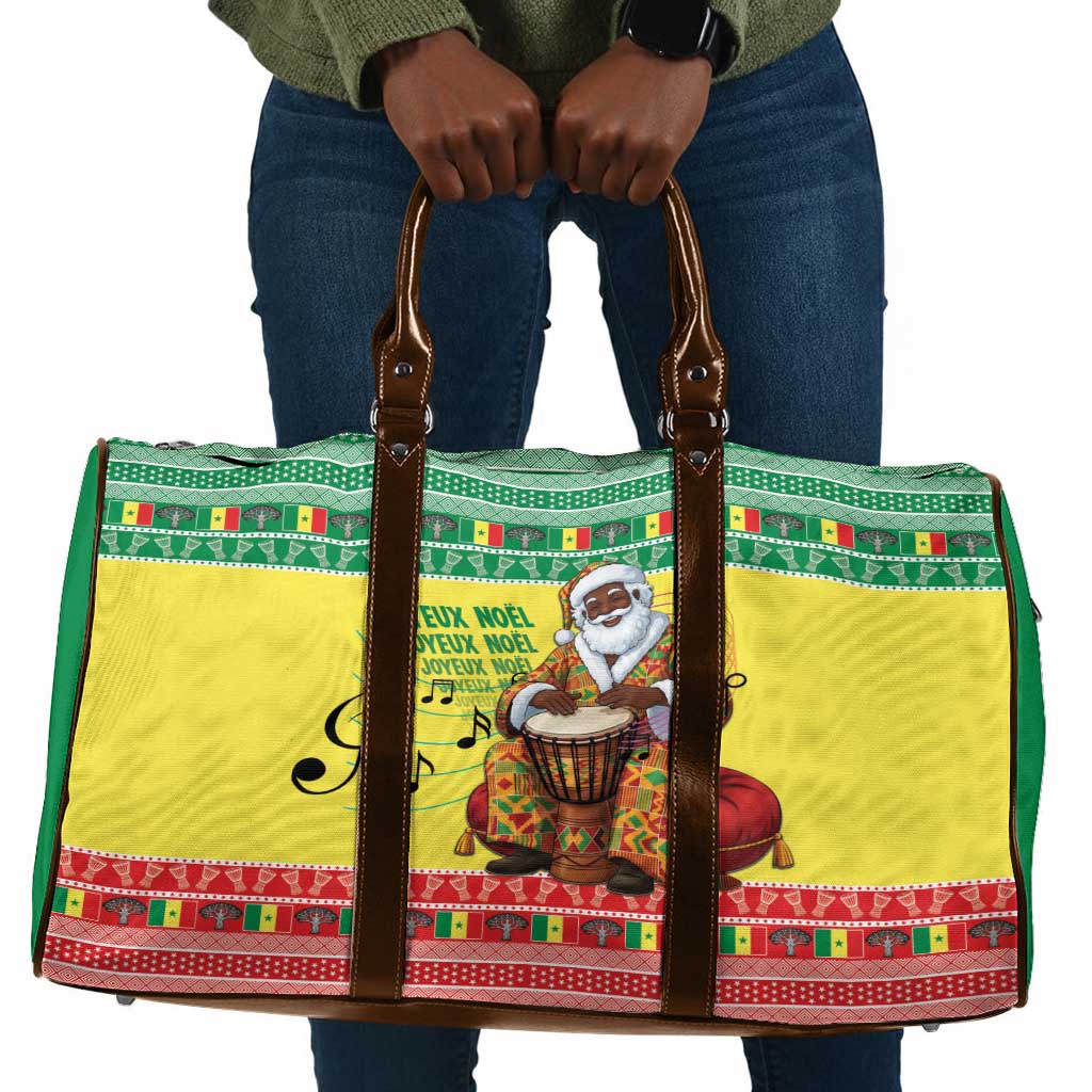 Senegal Christmas Travel Bag Black Santa Playing Djembe Drum