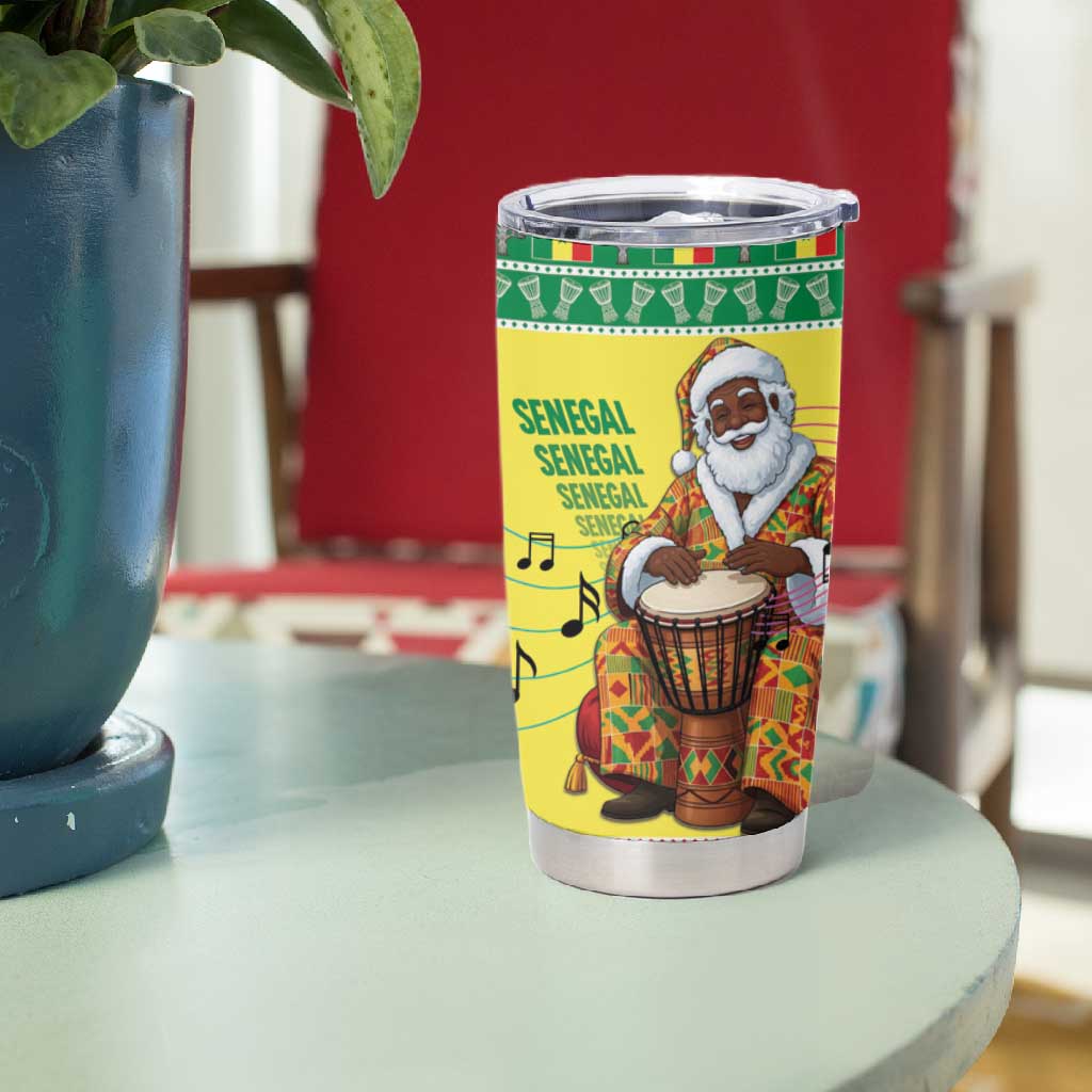 Afro Chirstmas in Senegal Tumbler Cup Black Santa Playing Djembe Drum - African Pride