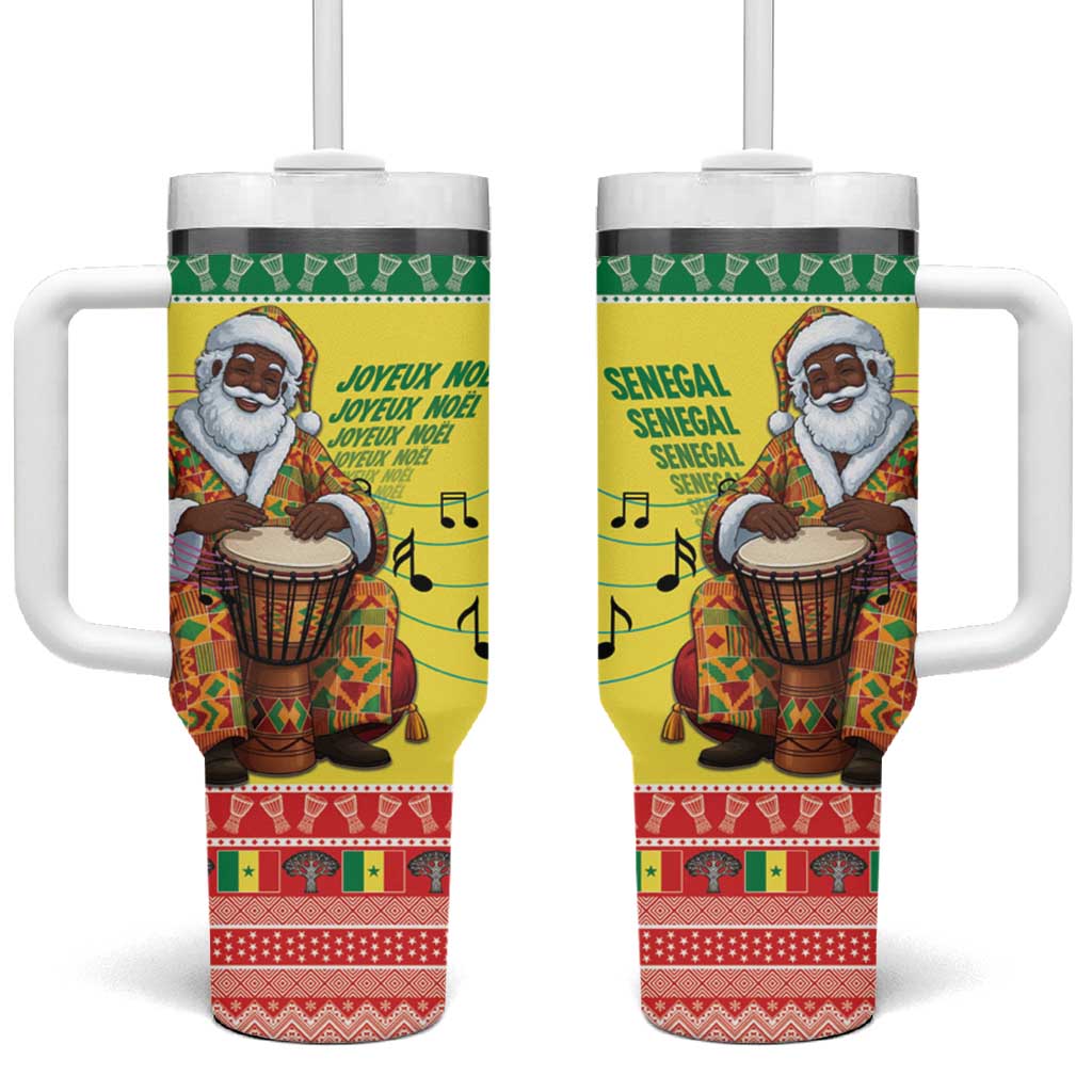 Afro Chirstmas in Senegal Tumbler With Handle Black Santa Playing Djembe Drum - African Pride
