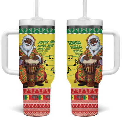 Afro Chirstmas in Senegal Tumbler With Handle Black Santa Playing Djembe Drum - African Pride