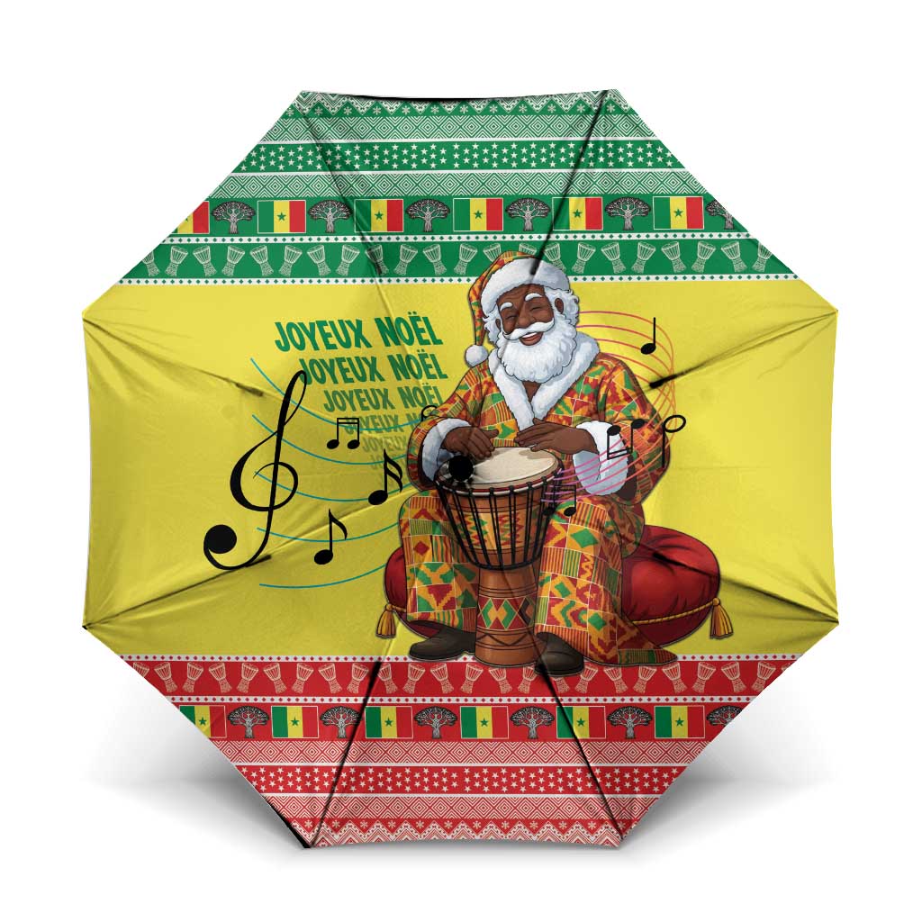 Senegal Christmas Umbrella Black Santa Playing Djembe Drum