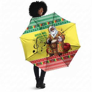 Senegal Christmas Umbrella Black Santa Playing Djembe Drum