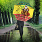 Senegal Christmas Umbrella Black Santa Playing Djembe Drum