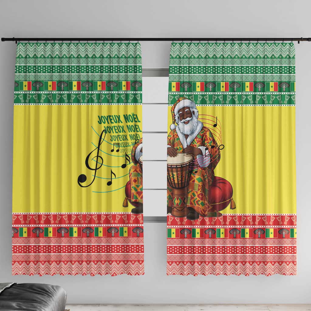 Afro Chirstmas in Senegal Window Curtain Black Santa Playing Djembe Drum - African Pride
