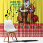 Afro Chirstmas in Senegal Window Curtain Black Santa Playing Djembe Drum - African Pride