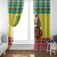 Afro Chirstmas in Senegal Window Curtain Black Santa Playing Djembe Drum - African Pride