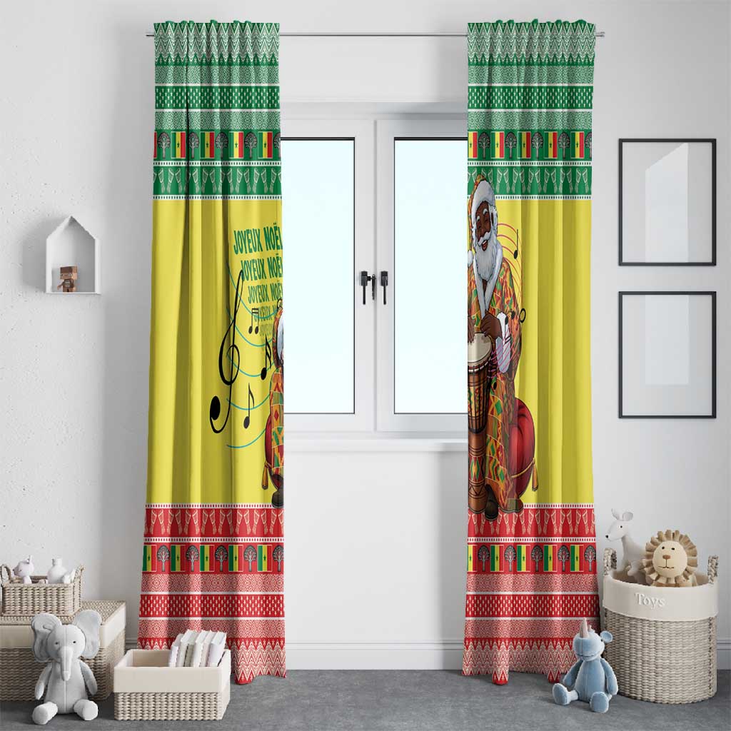 Afro Chirstmas in Senegal Window Curtain Black Santa Playing Djembe Drum - African Pride