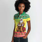 Afro Chirstmas in Senegal Women Polo Shirt Black Santa Playing Djembe Drum - African Pride