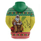 Afro Chirstmas in Senegal Zip Hoodie Black Santa Playing Djembe Drum - African Pride