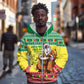 Afro Chirstmas in Senegal Zip Hoodie Black Santa Playing Djembe Drum - African Pride