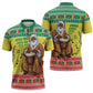 Senegal Christmas Zipper Polo Shirt Black Santa Playing Djembe Drum
